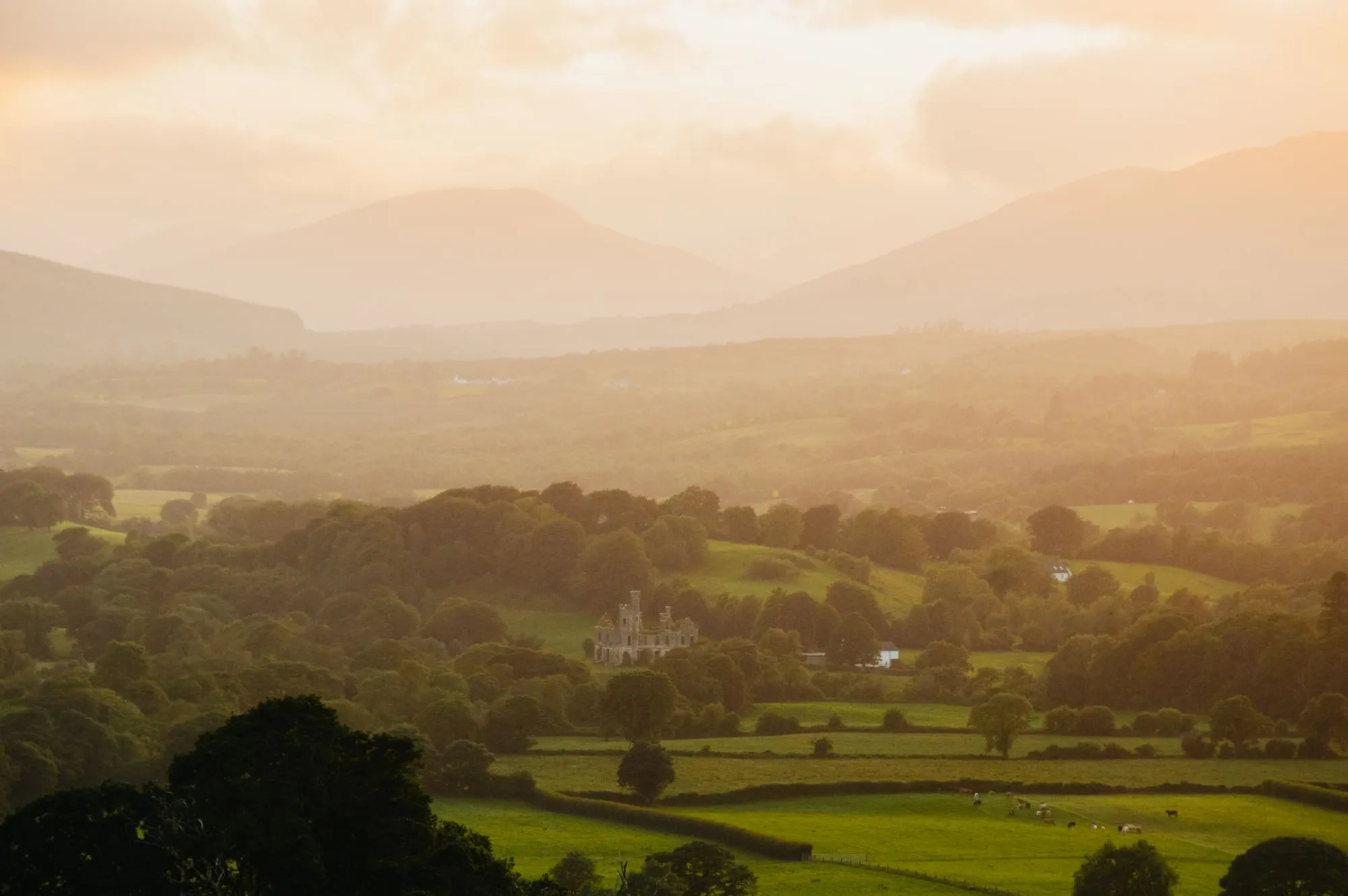 Irish hills at golden hour